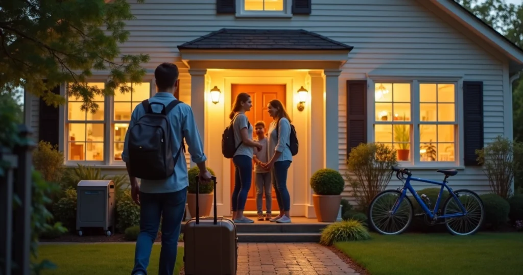 Estudante em intercâmbio chegando em casa de família anfitriã