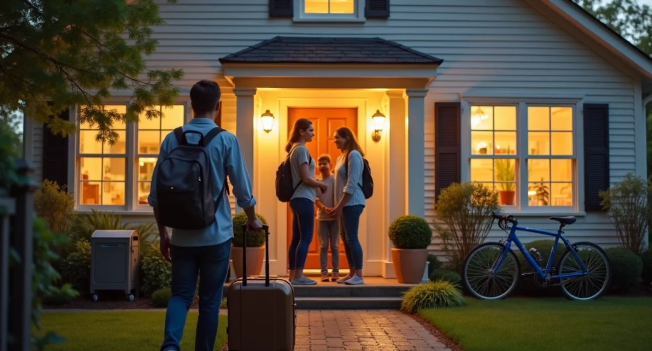 Estudante em intercâmbio chegando em casa de família anfitriã