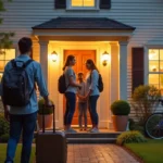 Estudante em intercâmbio chegando em casa de família anfitriã